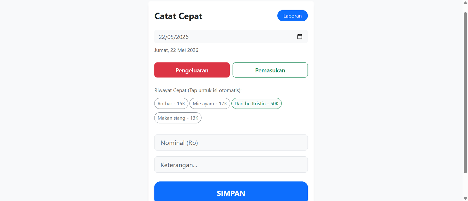 Aplikasi Catat Keuangan dengan PHP MySQL